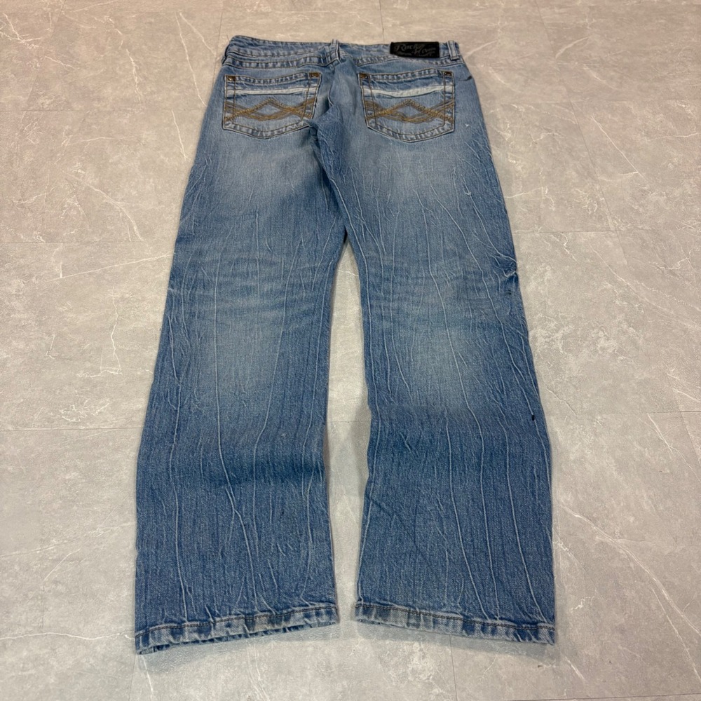 Rock 47 by Wrangler Mens Slim Straight Distressed Light Wash Jeans 32x32 4041
